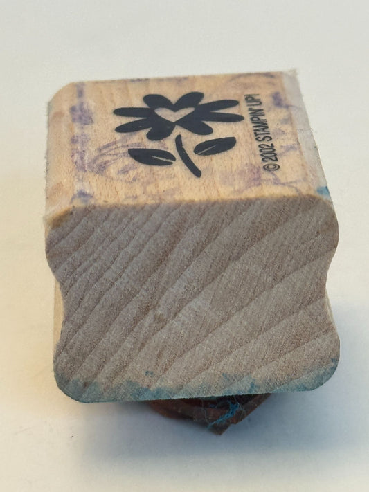 Stampin Up Wooden Rubber Stamp Daisy Flower Heart Garden Spring Card Making