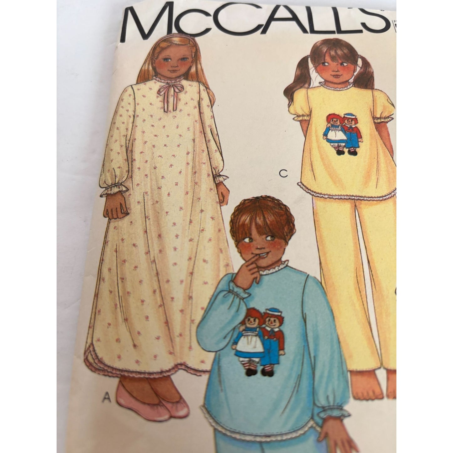 McCalls Sewing Pattern 7730 Girls Nightgown Pajamas XS Vintage 2 4 Uncut Easy