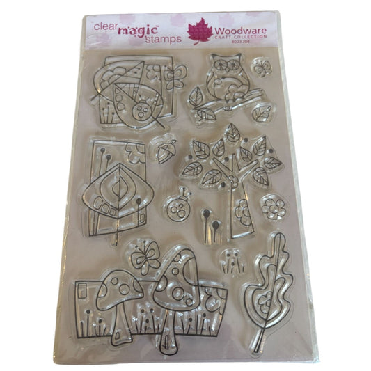 Woodware Clear Magic Stamps Craft Woodland Animals Nature Stamp Set Mushroom Tree Cardmaking