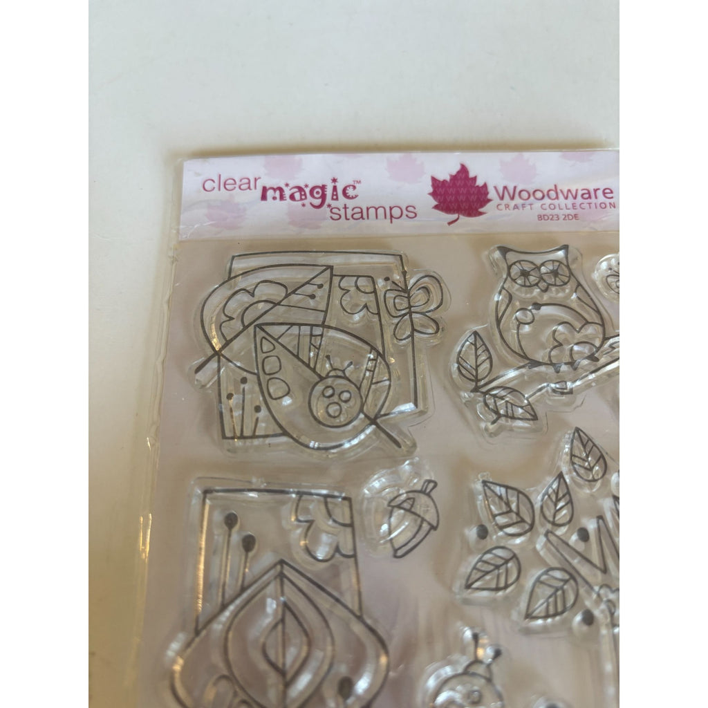 Woodware Clear Magic Stamps Craft Woodland Animals Nature Stamp Set Mushroom Tree Cardmaking