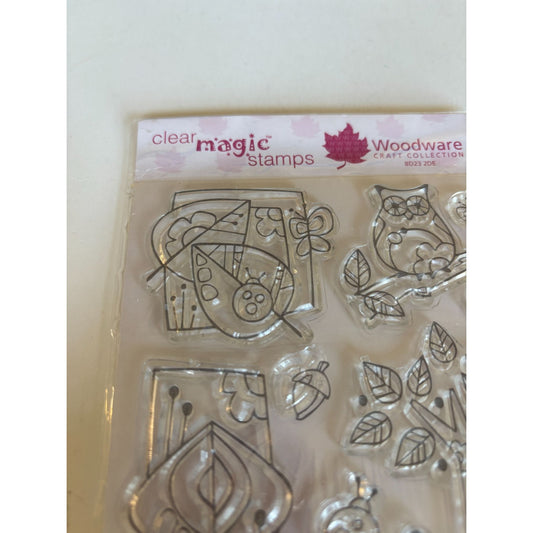 Woodware Clear Magic Stamps Craft Woodland Animals Nature Stamp Set Mushroom Tree Cardmaking