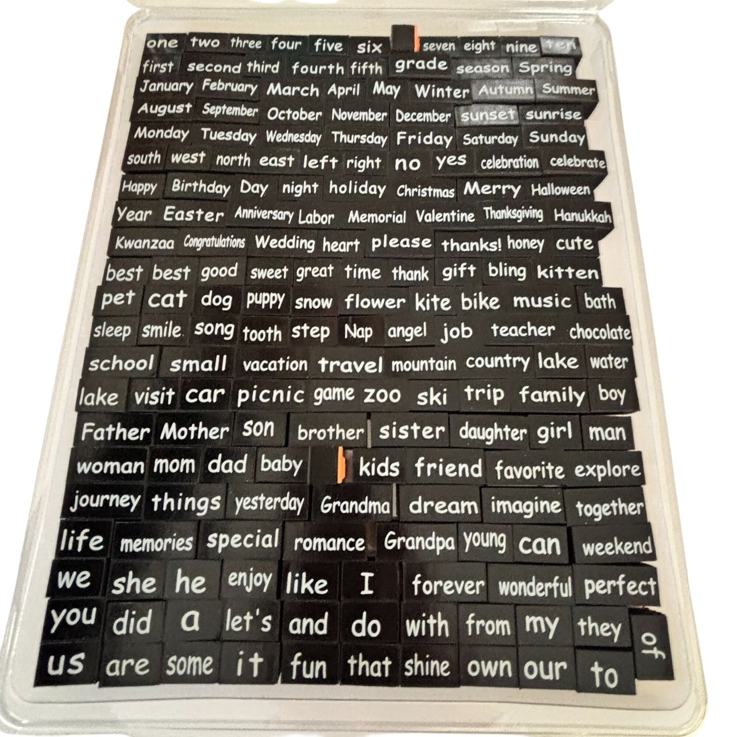 Foam Rubber Stamp Set 184 Poetry Words Months Holiday Journaling Planner Family