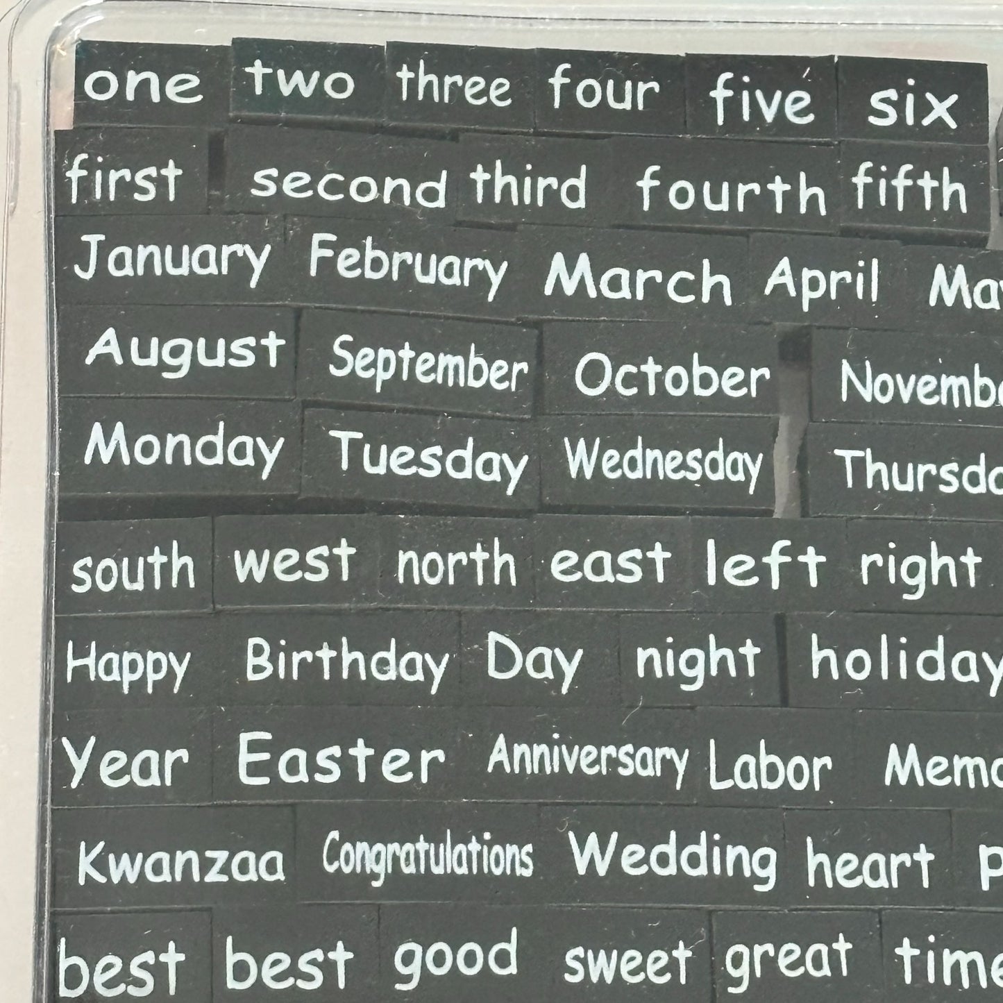 Foam Rubber Stamp Set 184 Poetry Words Months Holiday Journaling Planner Family