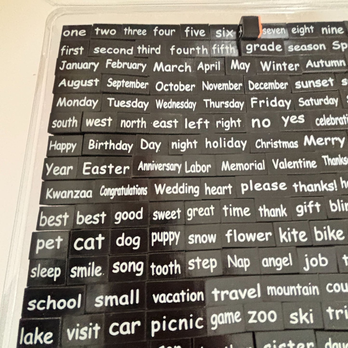 Foam Rubber Stamp Set 184 Poetry Words Months Holiday Journaling Planner Family