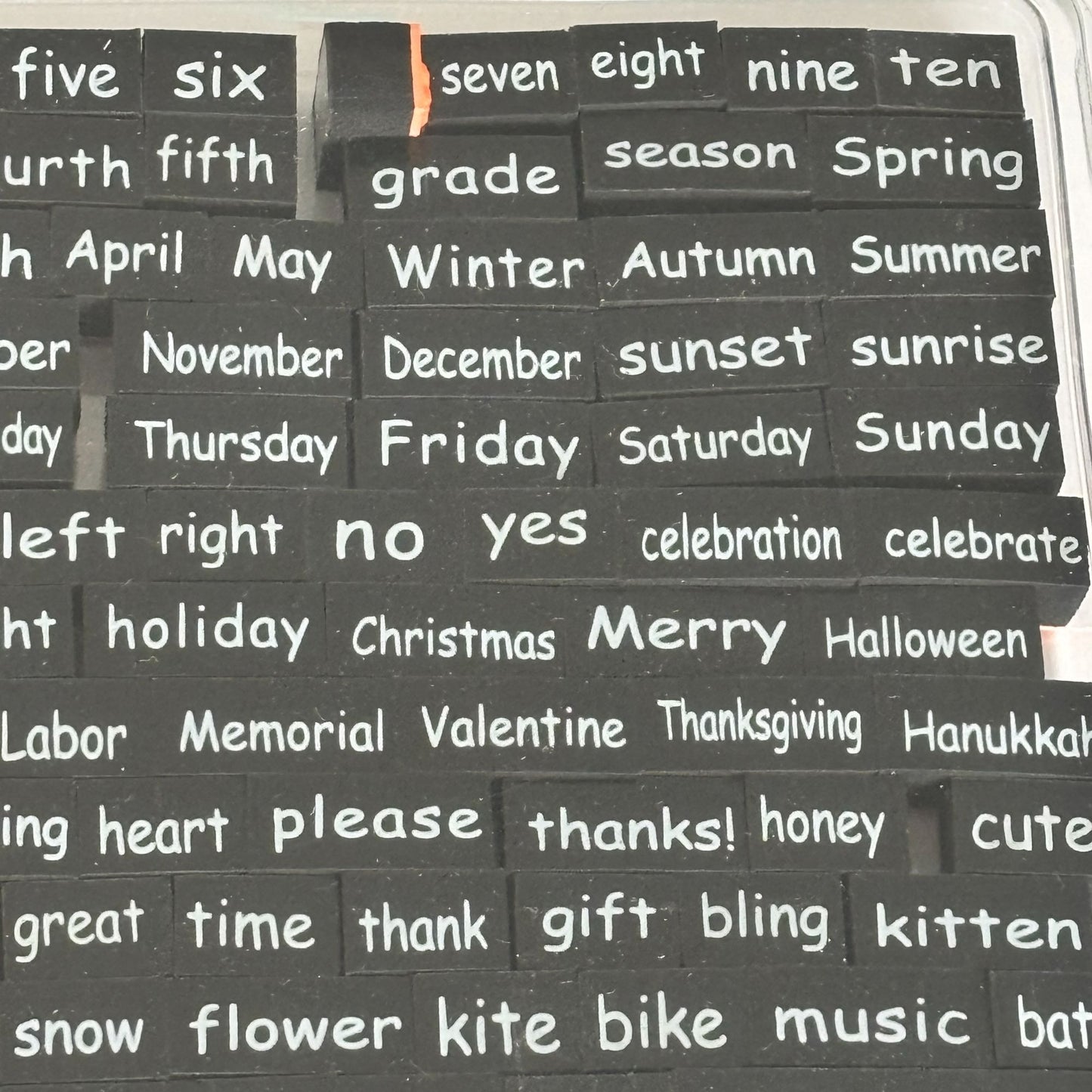 Foam Rubber Stamp Set 184 Poetry Words Months Holiday Journaling Planner Family