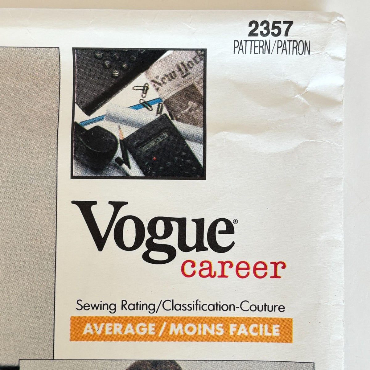 Vogue Sewing Pattern 2357 Nipon Boutique Dress 80s Secretary Office Career 10 Uncut Power Dressing