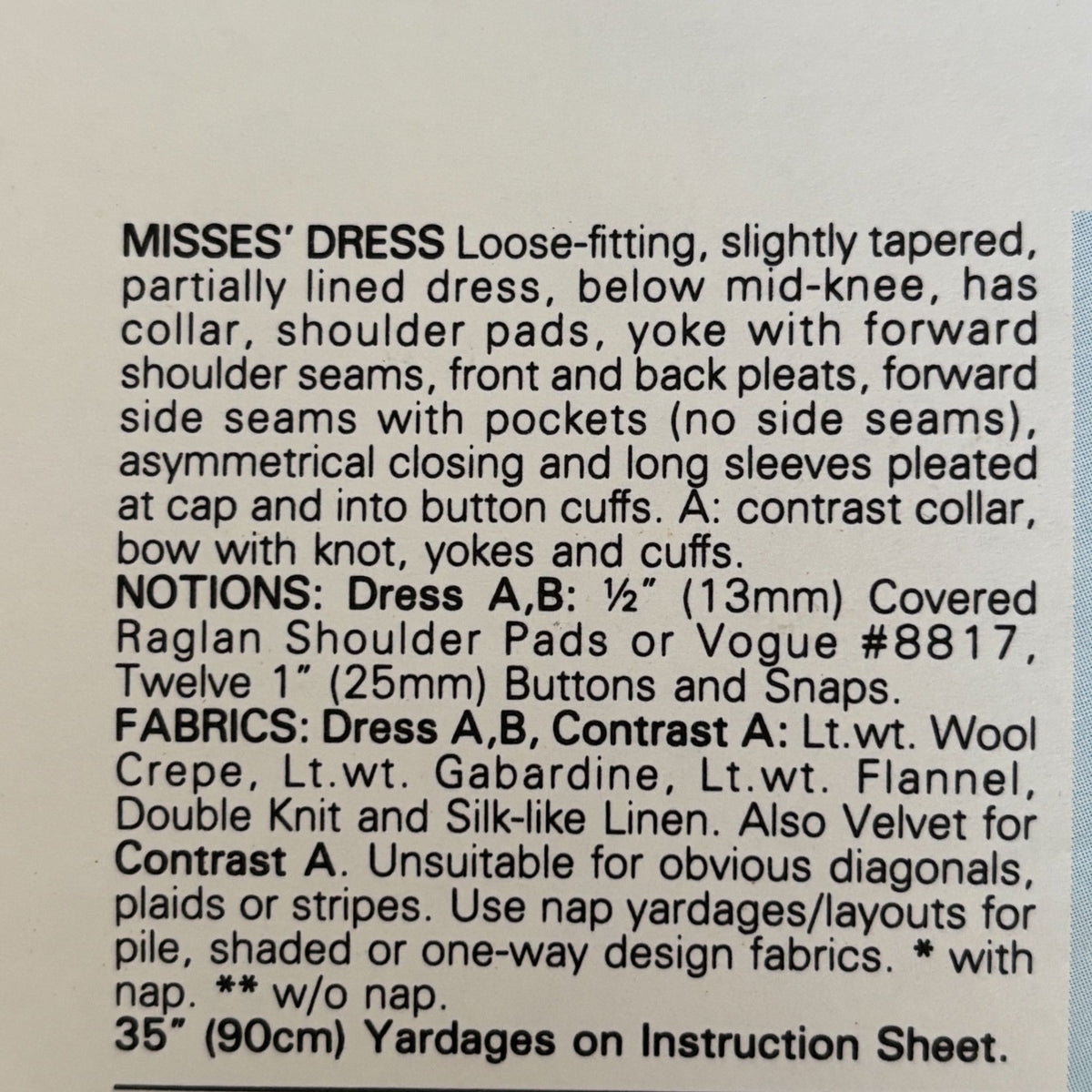 Vogue Sewing Pattern 2357 Nipon Boutique Dress 80s Secretary Office Career 10 Uncut Power Dressing