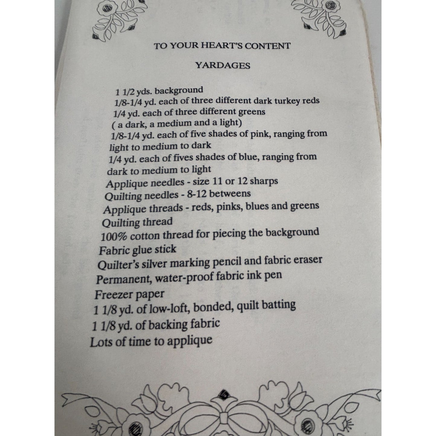 Osage County Quilt Factory Pattern Appliqued Mini Quilt To Your Hearts Content