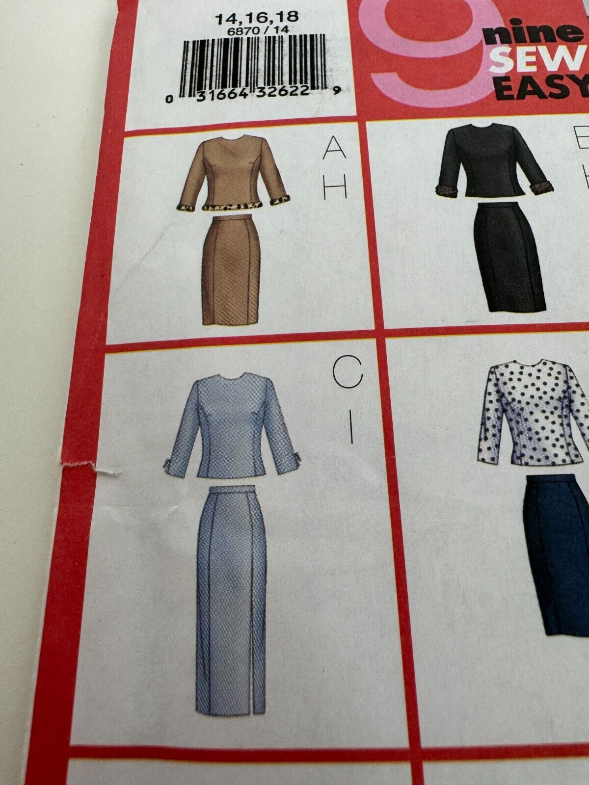 Butterick Sewing Pattern 6870 Nine Sew Easy Shirt Top and Skirt Easy 14 16 18 UC