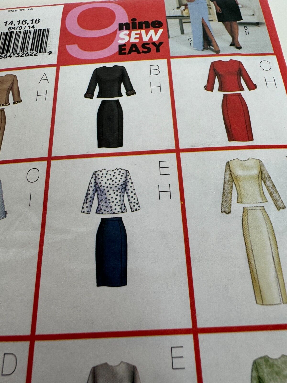 Butterick Sewing Pattern 6870 Nine Sew Easy Shirt Top and Skirt Easy 14 16 18 UC