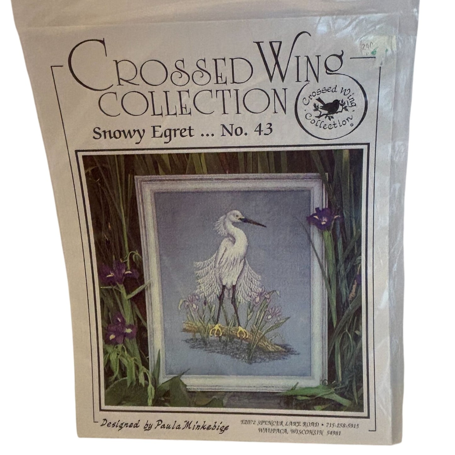 Crossed Wing Collection Cross Stitch Pattern Snowy Egret Bird Nature 43
