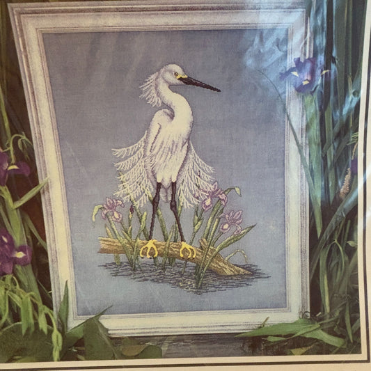 Crossed Wing Collection Cross Stitch Pattern Snowy Egret Bird Nature 43