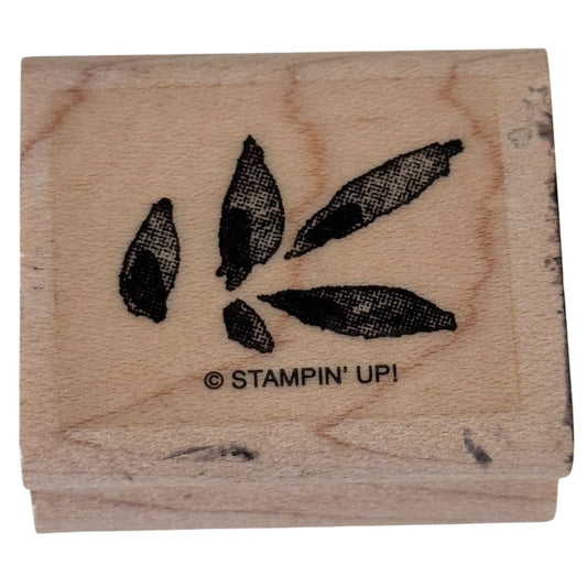 Stampin Up Rubber Stamp Small Leaf Cluster Botanical Nature Cardmaking Wood
