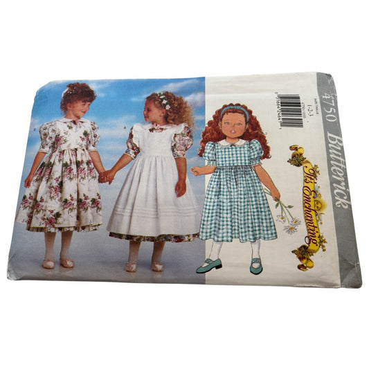 Butterick Sewing Pattern 4750 Toddler Dress Pinafore Spring Church Party 2T 3T