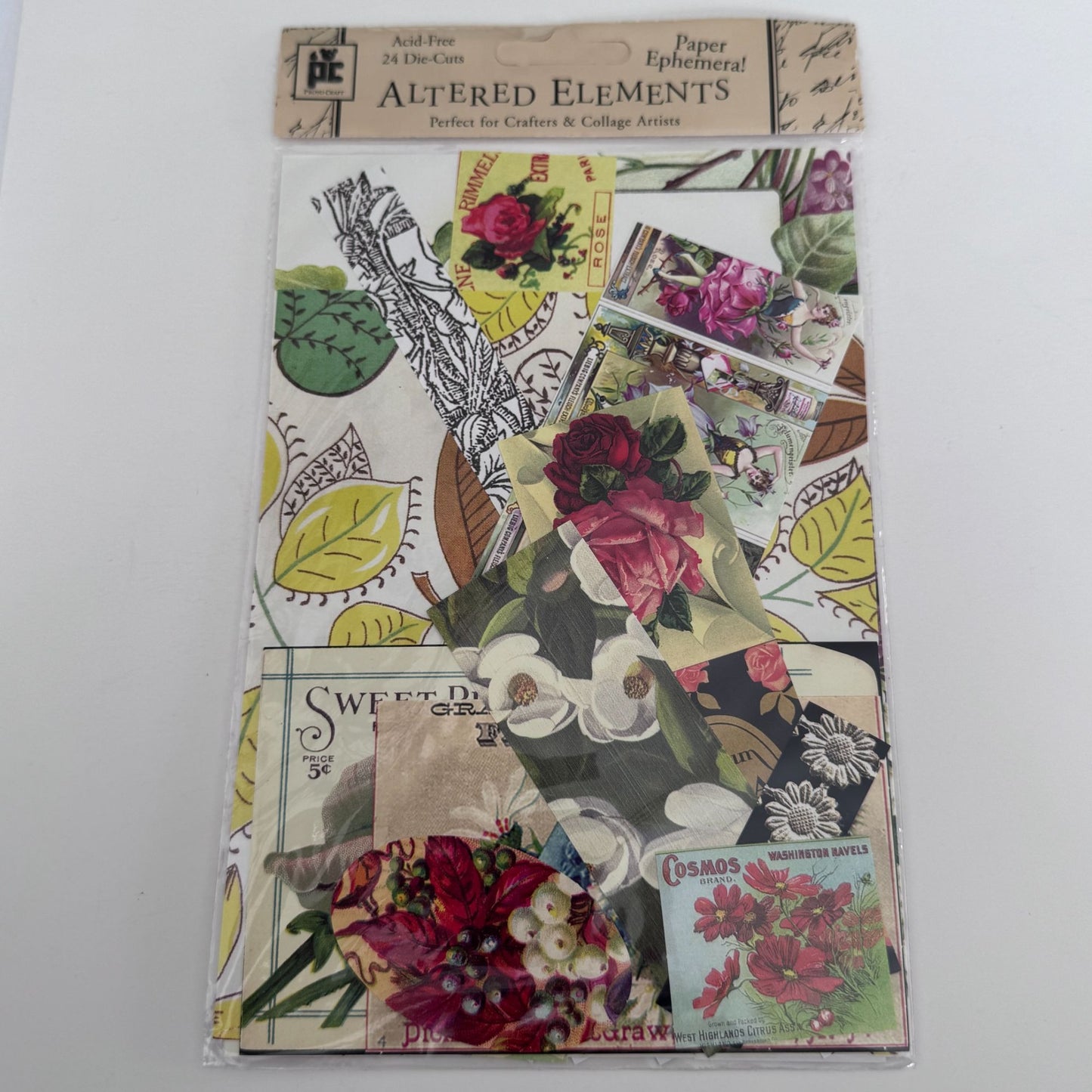 Provo Craft Altered Elements Paper Ephemera Botanical Collection Die Cuts Floral Junk Journaling Scrapbooking