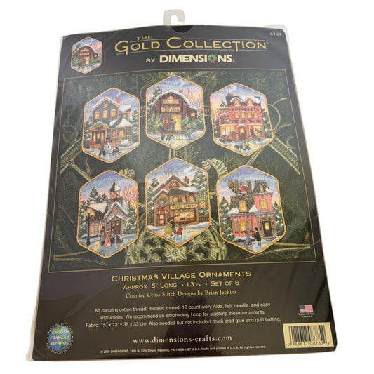 Dimensions Gold Collection Cross Stitch Kit Christmas Village Ornaments Set of 6