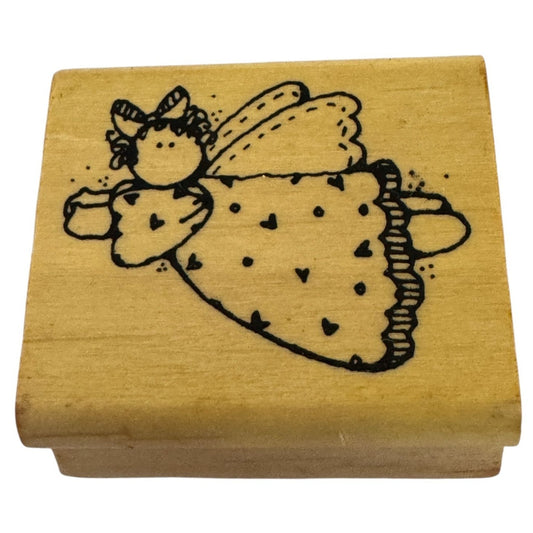 Hooks Lines and Inkers Rubber Stamp Erin Country Angel Flying Hearts Card Making