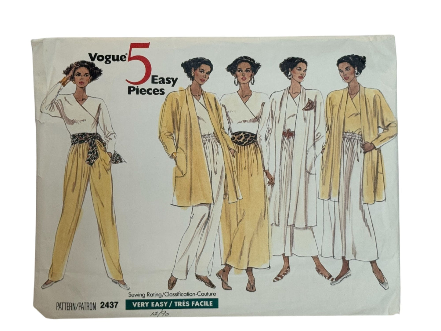 Vogue Sewing Pattern 2437 5 Easy Pieces Jacket Top Skirt Pants Outfit UC 8 10 12