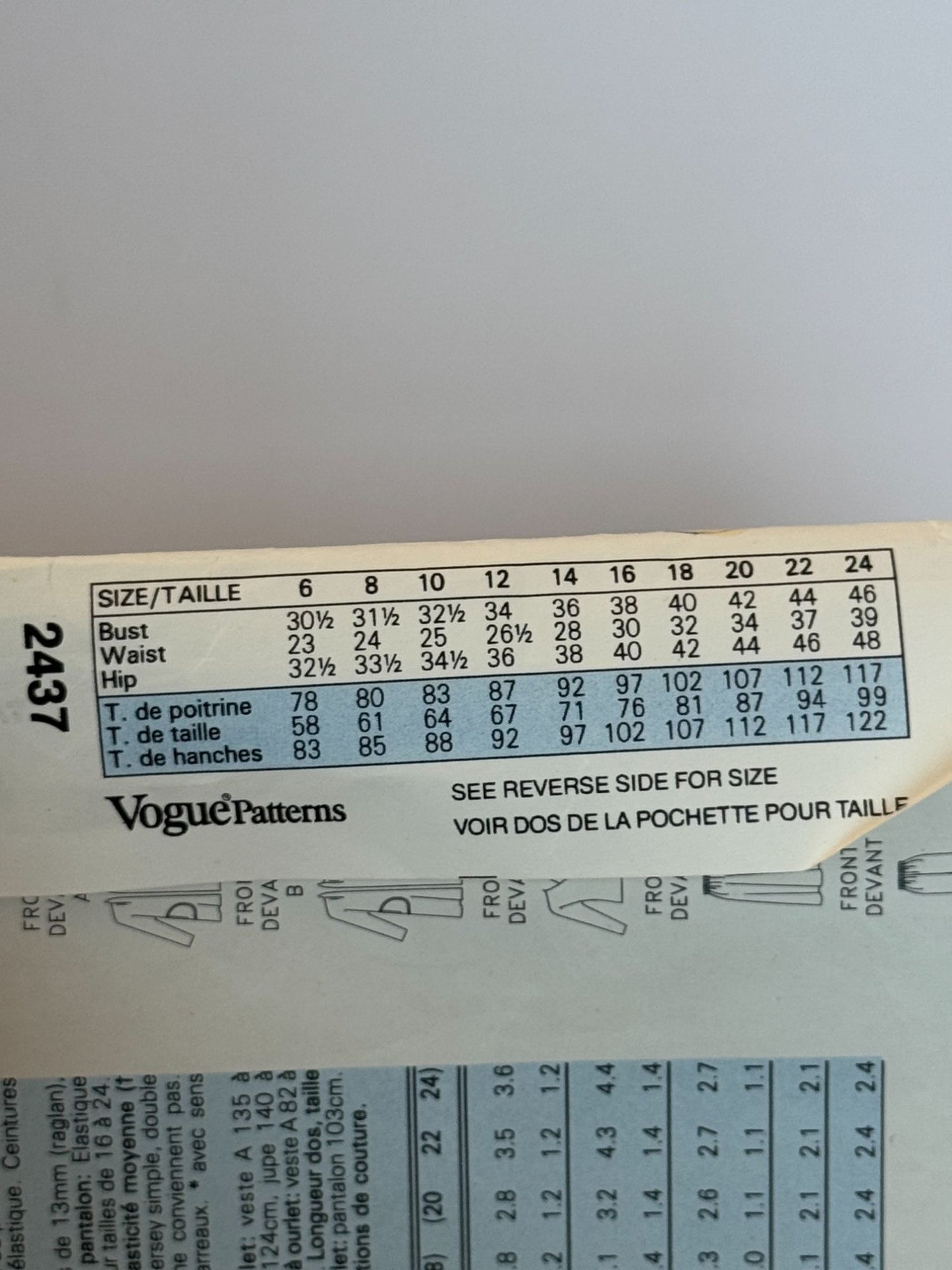 Vogue Sewing Pattern 2437 5 Easy Pieces Jacket Top Skirt Pants Outfit UC 8 10 12