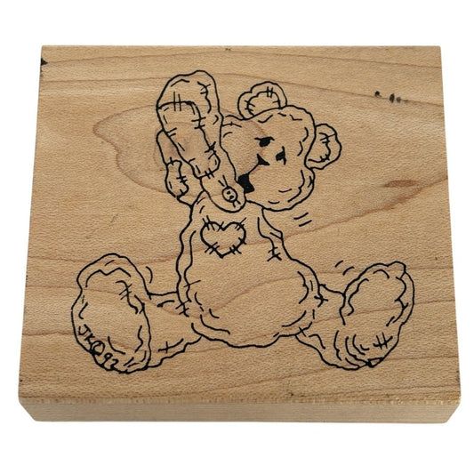 Judith Wood Rubber Stamp Teddy Bear Curly Country Patches Button Toy Card Making