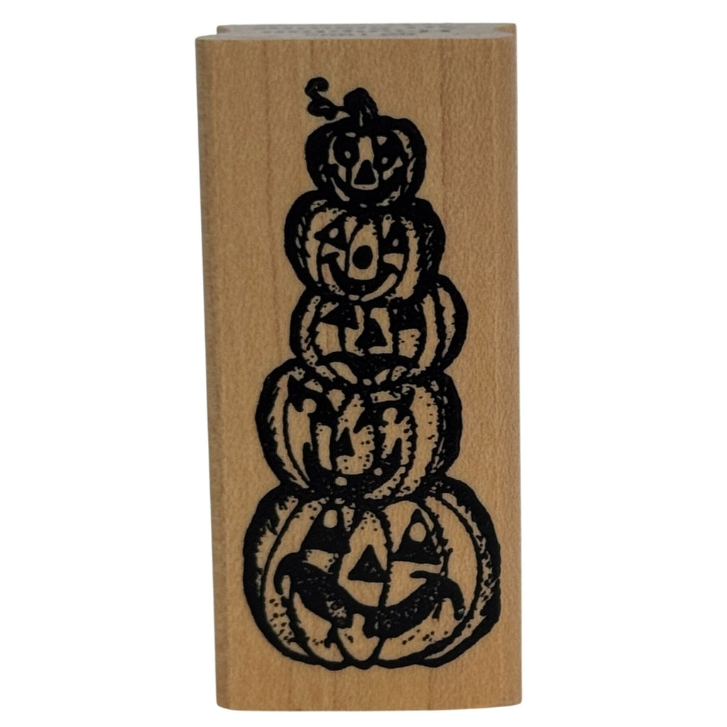 Hampton Art Rubber Stamp Stacked Jack-O-Lanterns Halloween Card Making Fall Vertical