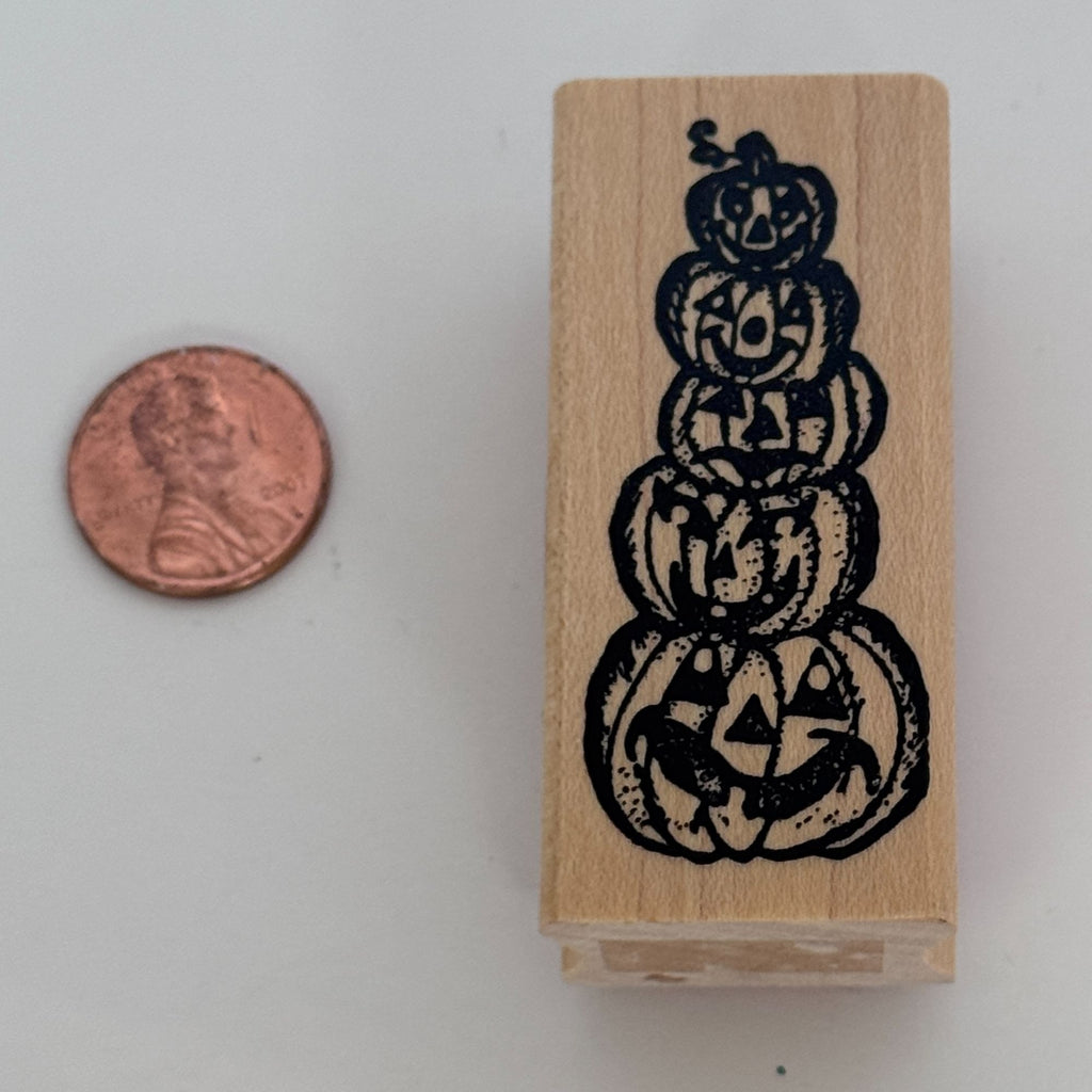 Hampton Art Rubber Stamp Stacked Jack-O-Lanterns Halloween Card Making Fall Vertical