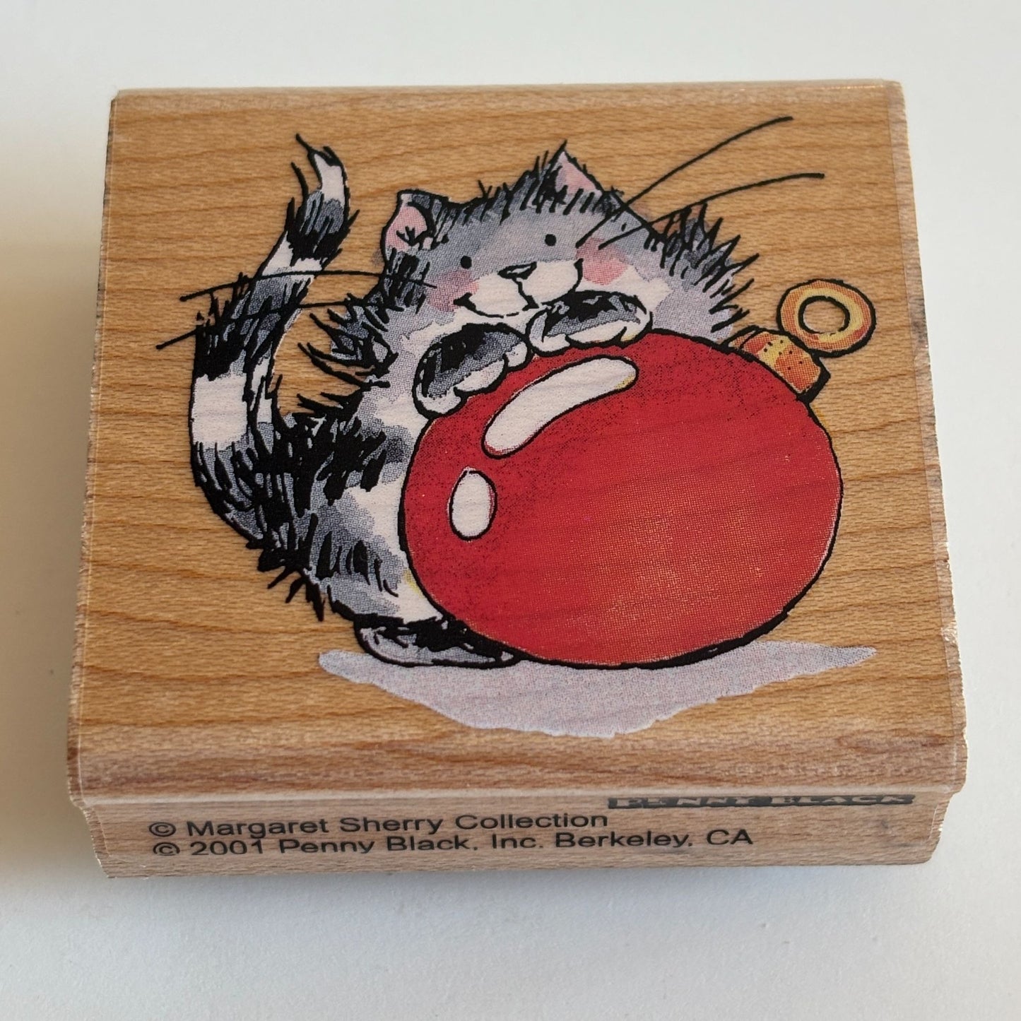 Penny Black Rubber Stamp Merry Kitty Christmas Ornament Cat Animal Holiday 2237E