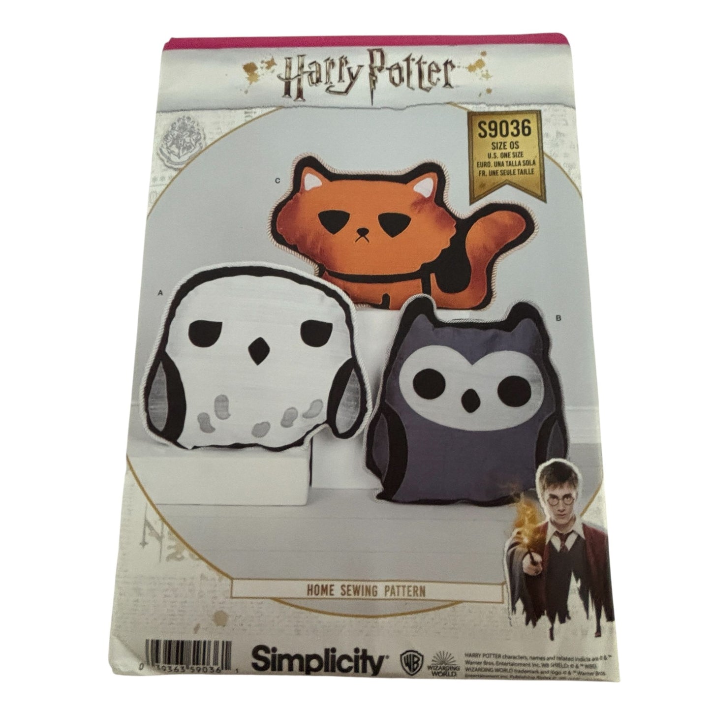 Simplicity Sewing Pattern S9036 Harry Potter Character Animal Pillow Owl Cat UC