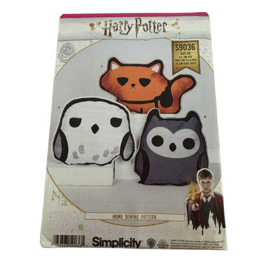 Simplicity Sewing Pattern S9036 Harry Potter Character Animal Pillow Owl Cat UC