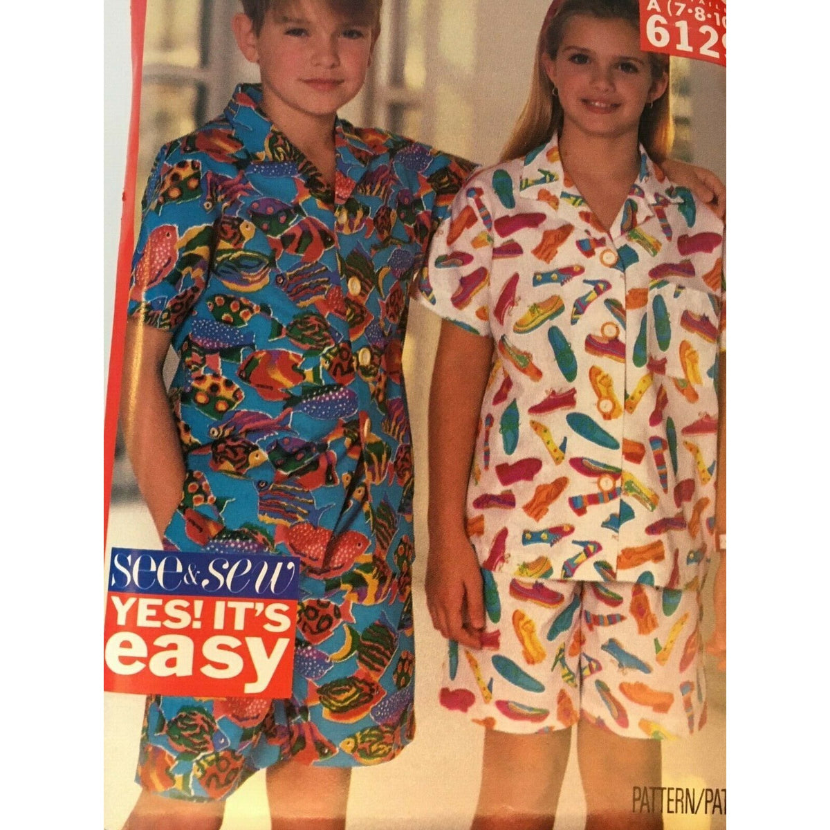 Butterick Sewing Pattern 6129 Shirt Shorts Summer Boys Girls Kids Easy UC 7 8 10