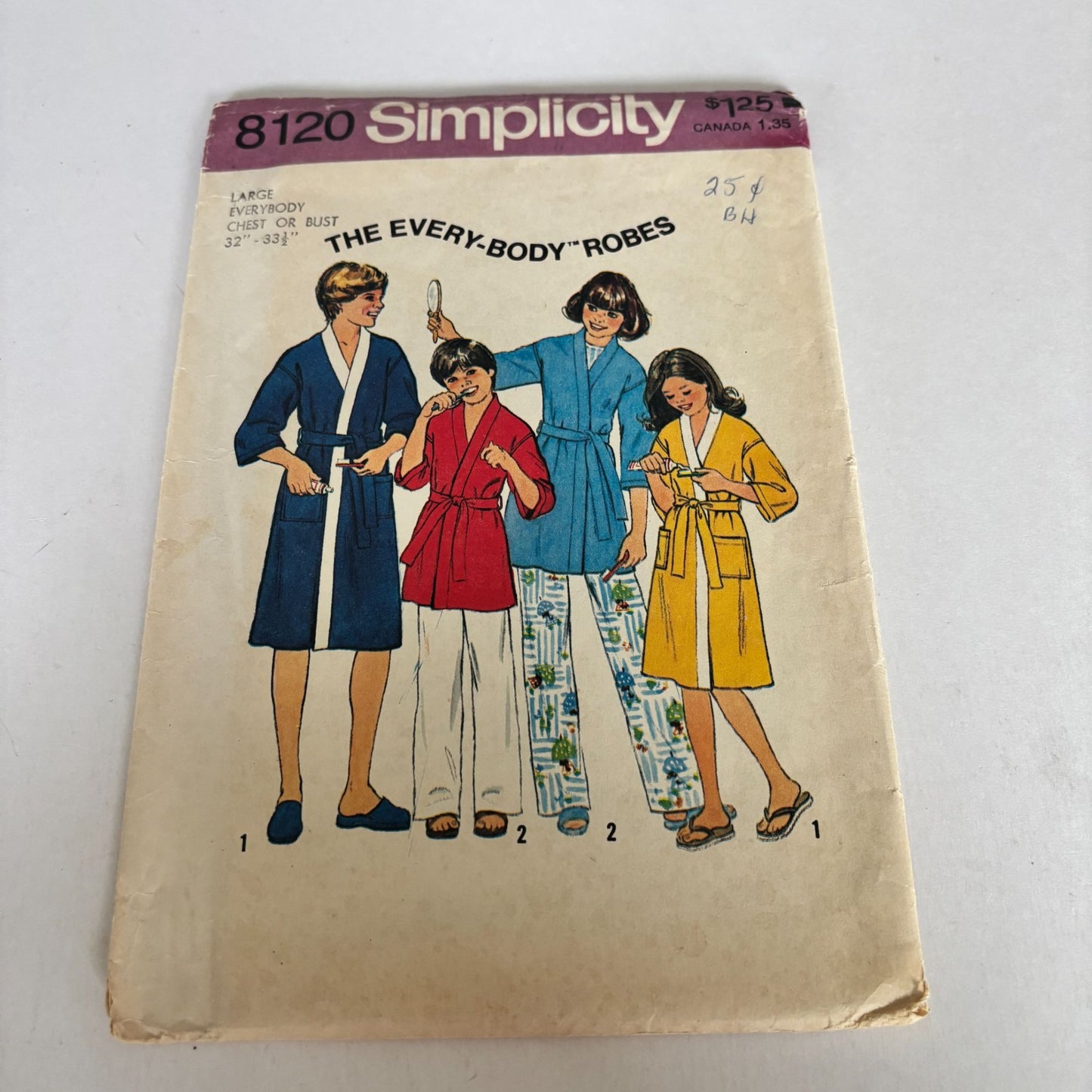 Simplicity Sewing Pattern 8120 Kimono Robe Loungewear 70s Teen Chest 32-33.5" Uncut