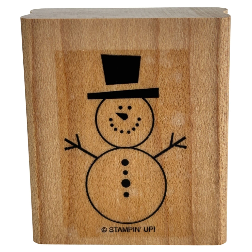 Stampin Up Rubber Stamp Snowman Christmas Winter Holiday Card Making Gift Tag Wood Mounted