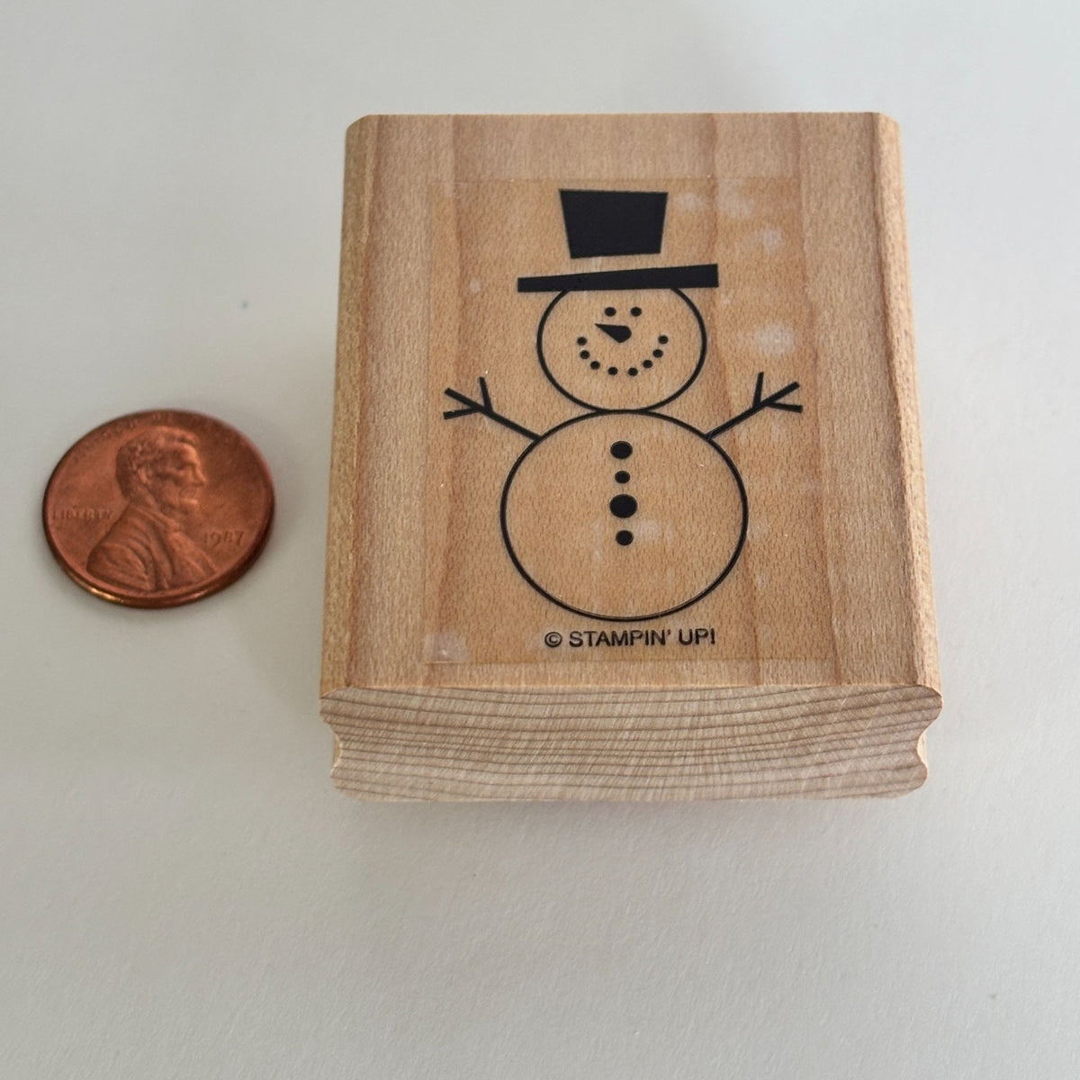 Stampin Up Rubber Stamp Snowman Christmas Winter Holiday Card Making Gift Tag Wood Mounted