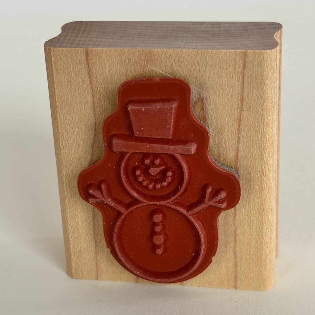 Stampin Up Rubber Stamp Snowman Christmas Winter Holiday Card Making Gift Tag Wood Mounted