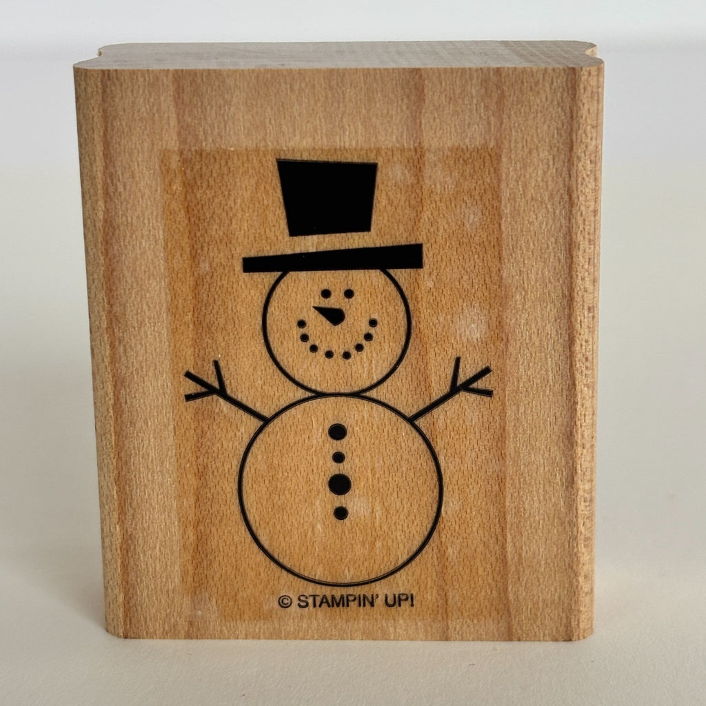 Stampin Up Rubber Stamp Snowman Christmas Winter Holiday Card Making Gift Tag Wood Mounted