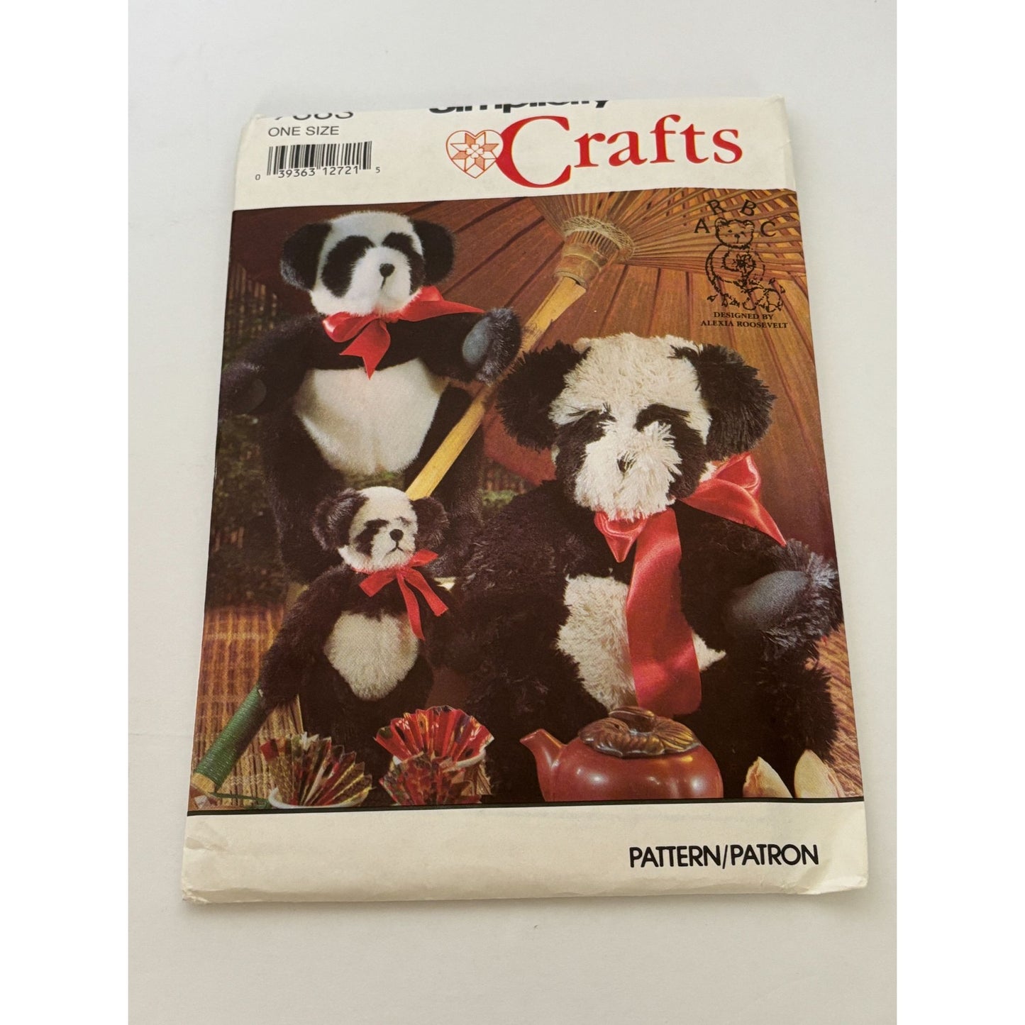 Simplicity Crafts Sewing Pattern 7883 Panda Bear Plush Toy Vintage 1980s 7-16 In