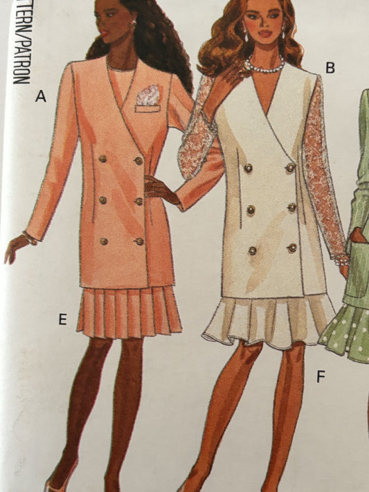 Butterick Sewing Pattern 6472 Quiet Luxury Dress Suit Blazer Easy 90s 6-10 Uncut