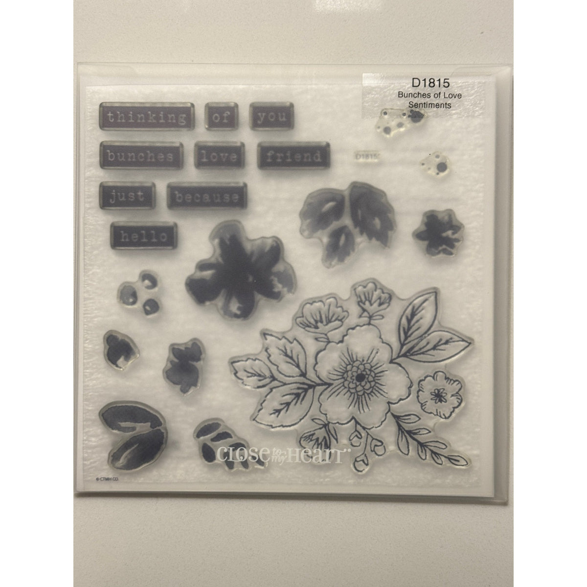 CTMH My Acrylix Acrylic Stamp Set Bunches Of Love Sentiments Words Flowers D1815