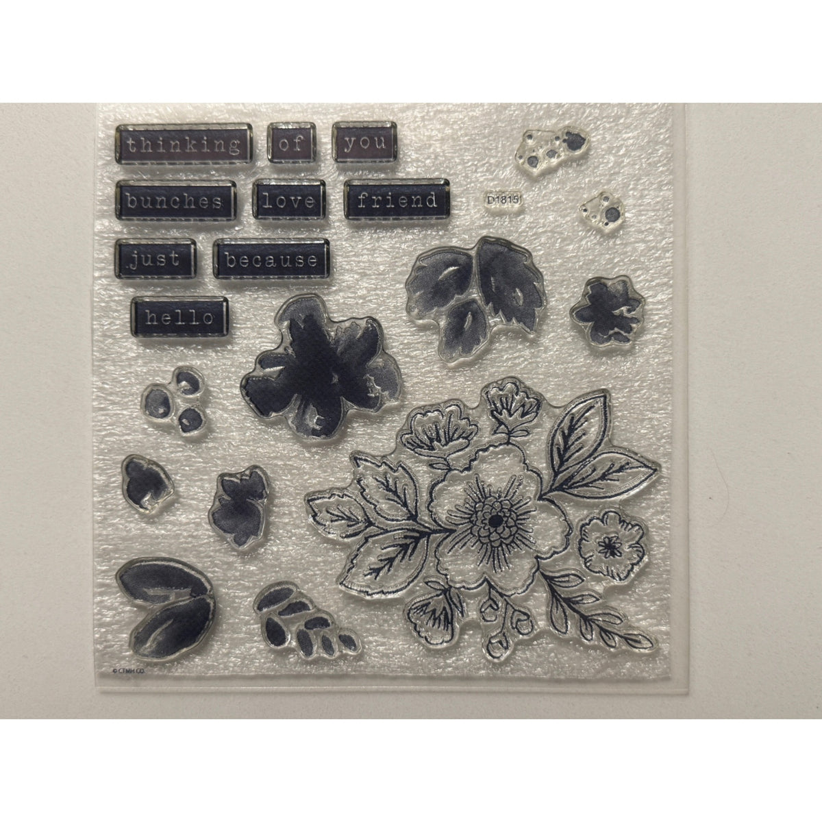 CTMH My Acrylix Acrylic Stamp Set Bunches Of Love Sentiments Words Flowers D1815