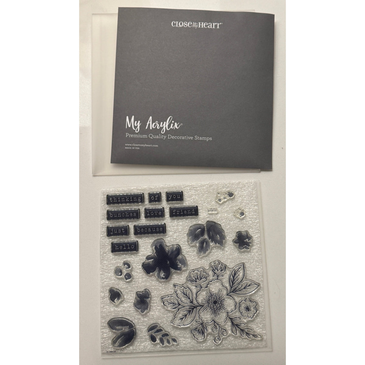 CTMH My Acrylix Acrylic Stamp Set Bunches Of Love Sentiments Words Flowers D1815
