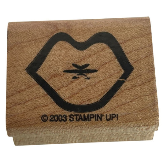 Stampin Up Wood Mounted Rubber Stamp Lips Kiss Love Valentines Day Card Making