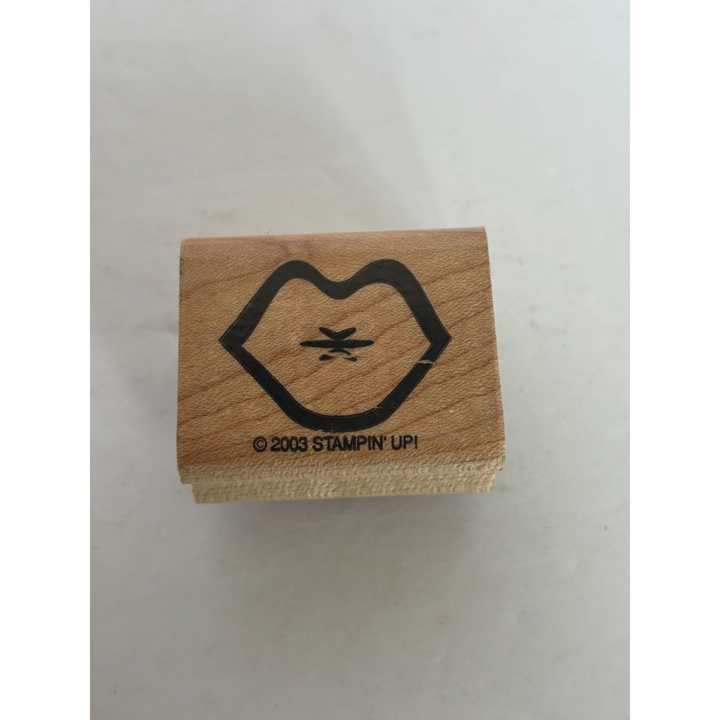 Stampin Up Wood Mounted Rubber Stamp Lips Kiss Love Valentines Day Card Making
