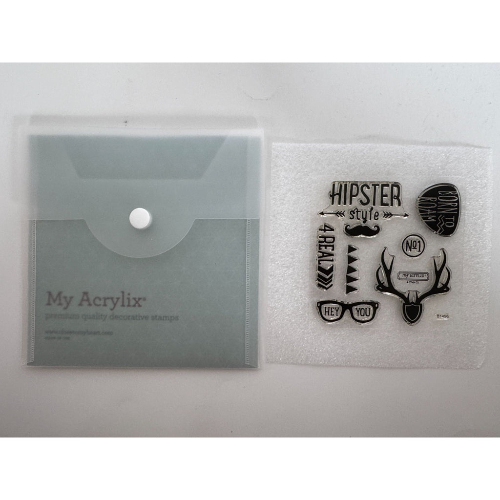CTMH My Acrylix Acrylic Stamp Set Born to Roam Hipster Style Mustache B1456