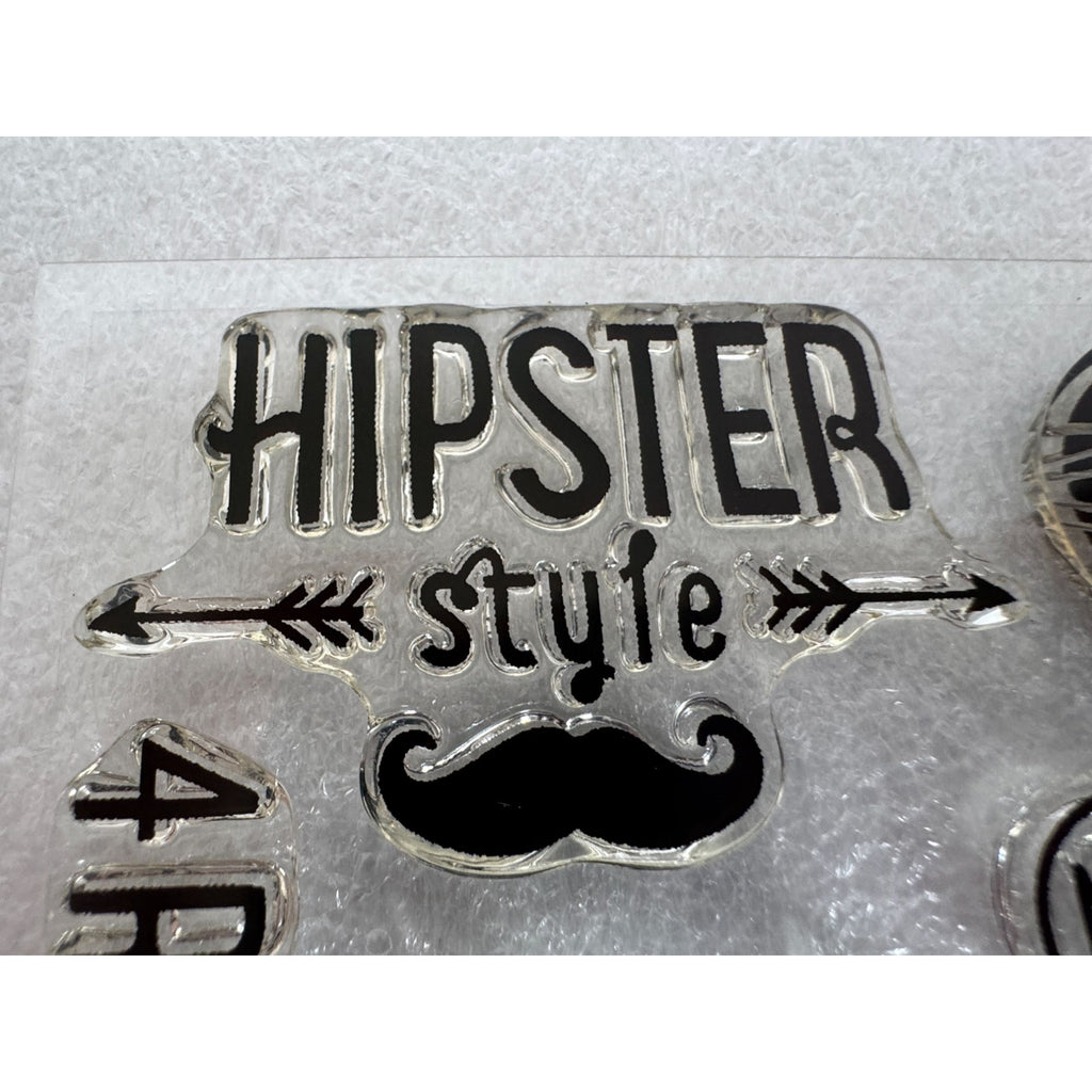 CTMH My Acrylix Acrylic Stamp Set Born to Roam Hipster Style Mustache B1456