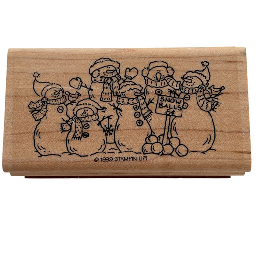 Stampin Up Rubber Stamp Christmas Snowman Family Snow Balls Holiday Card Making