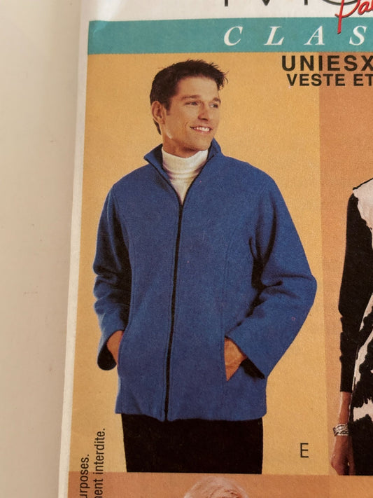 McCalls Sewing Pattern 3029 Unisex Jacket Fleece Vest Winter Classic Fit S M L