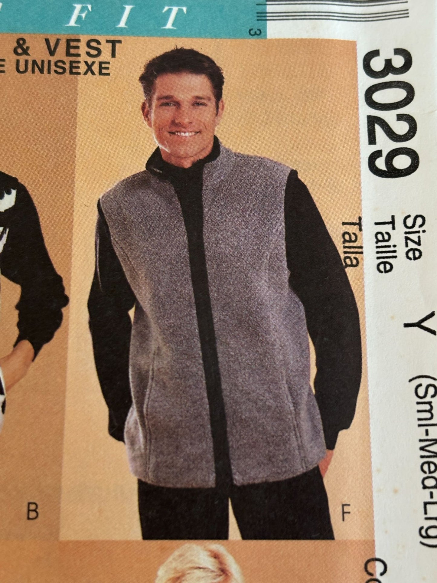 McCalls Sewing Pattern 3029 Unisex Jacket Fleece Vest Winter Classic Fit S M L