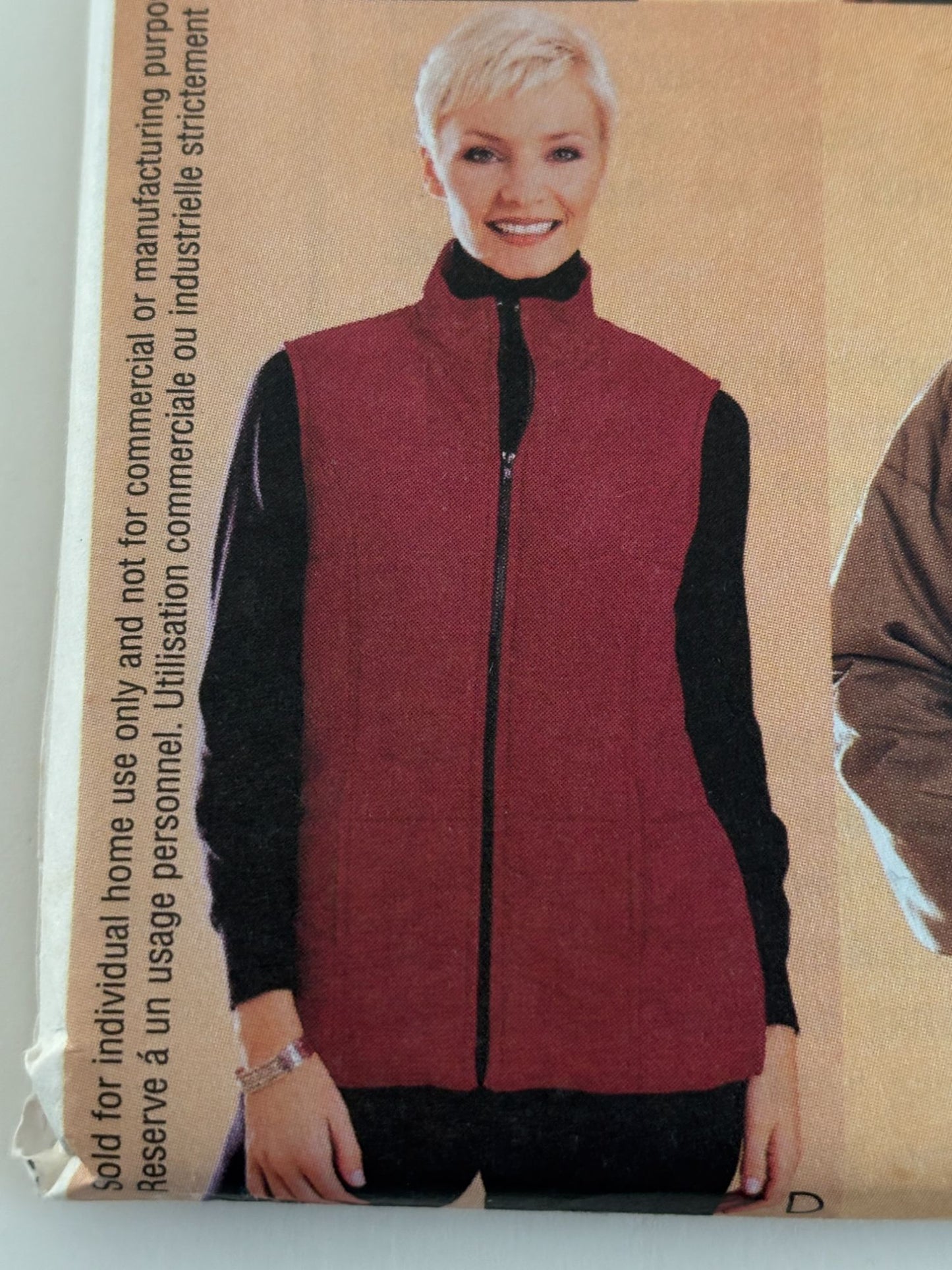 McCalls Sewing Pattern 3029 Unisex Jacket Fleece Vest Winter Classic Fit S M L