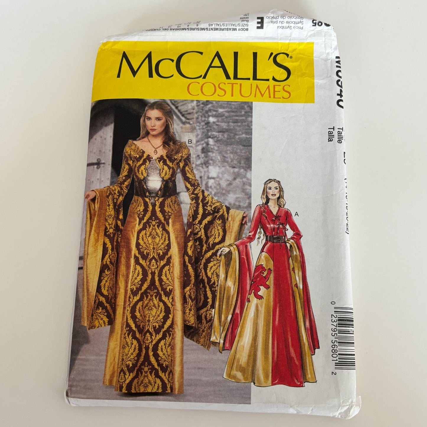 McCalls Sewing Pattern M6940 Medieval Gown Fantasy Dress Costume Renaissance 14-22 Uncut
