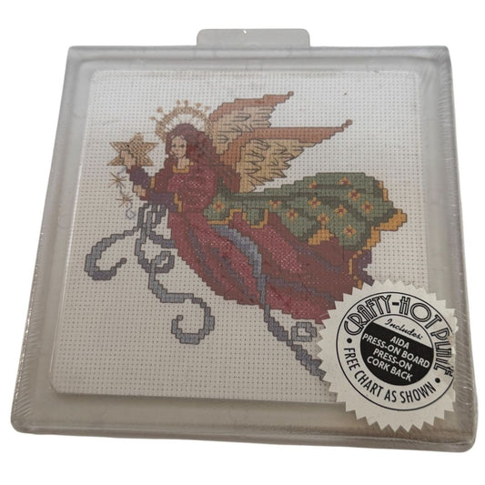 Elegant Angel Crafty Hot Plate Cross Stitch Kit With Cork Back Kitchen Decor New